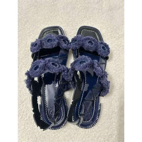 Tory Burch Freya Eyelet navy blue Sandals size 8.5 - Picture 3 of 7
